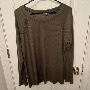 White Birch Ribbed Olive Long Sleeve Top